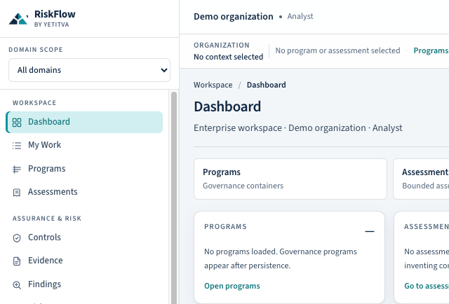 RiskFlow enterprise dashboard interface